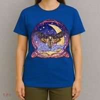 Stained Glass Moth Butterfly Moon Crest T-Shirt thumb 4