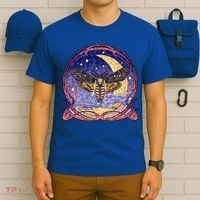 Stained Glass Moth Butterfly Moon Crest T-Shirt thumb 6