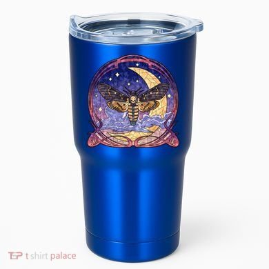 Stained Glass Moth Butterfly Moon Crest Tumbler