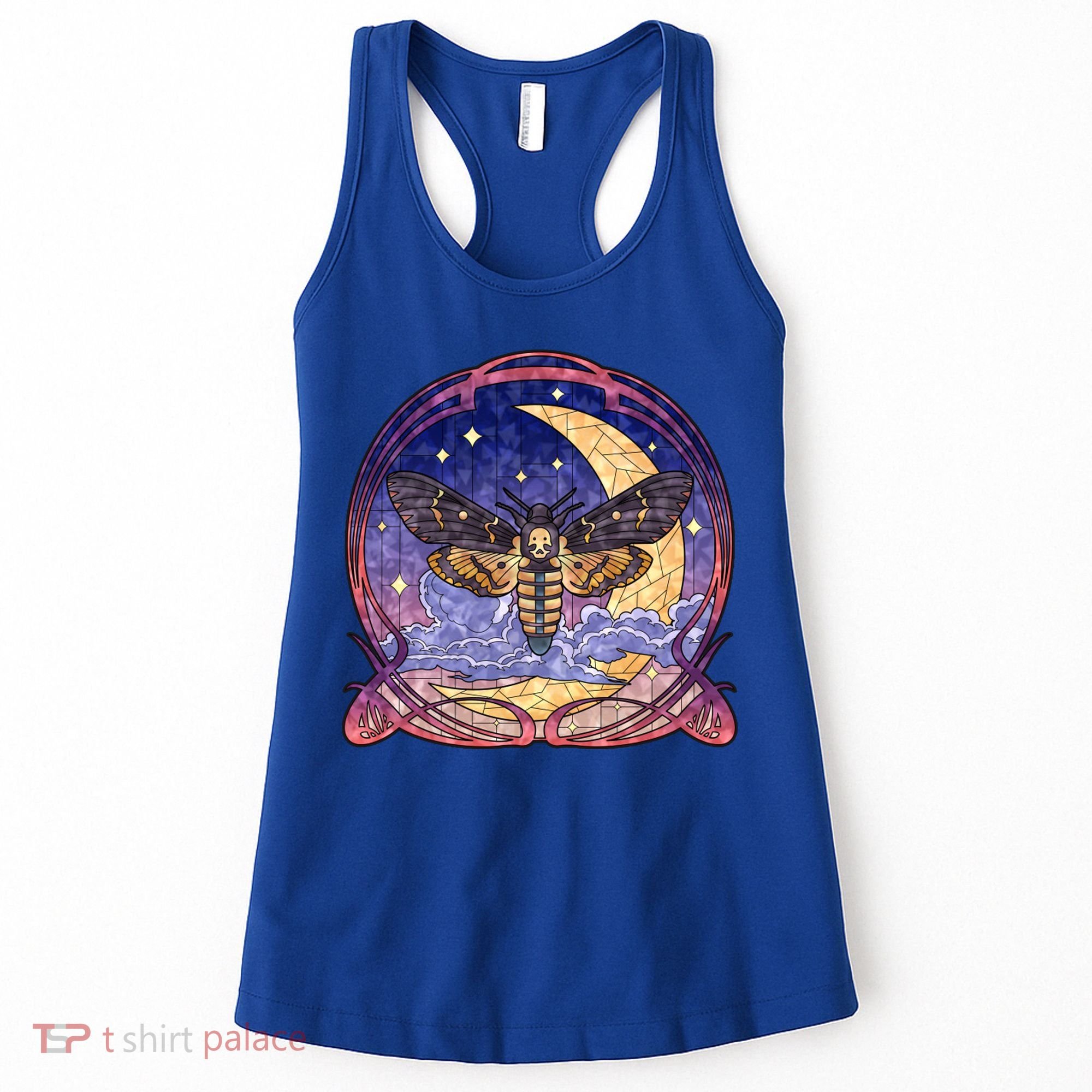 Stained Glass Moth Butterfly Moon Crest Women's Tank Top