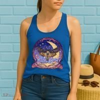 Stained Glass Moth Butterfly Moon Crest Women's Tank Top thumb 2
