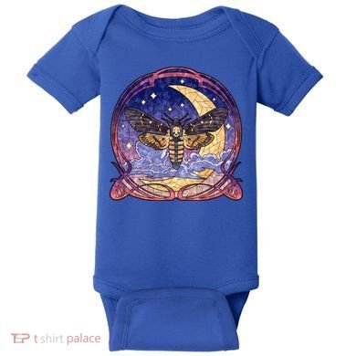 Stained Glass Moth Butterfly Moon Crest Baby Bodysuit