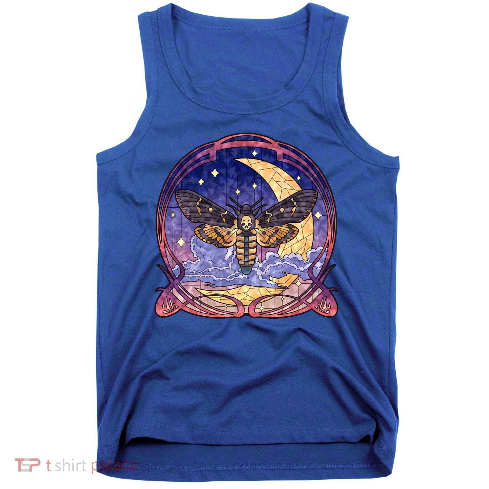 Stained Glass Moth Butterfly Moon Crest Tank Top