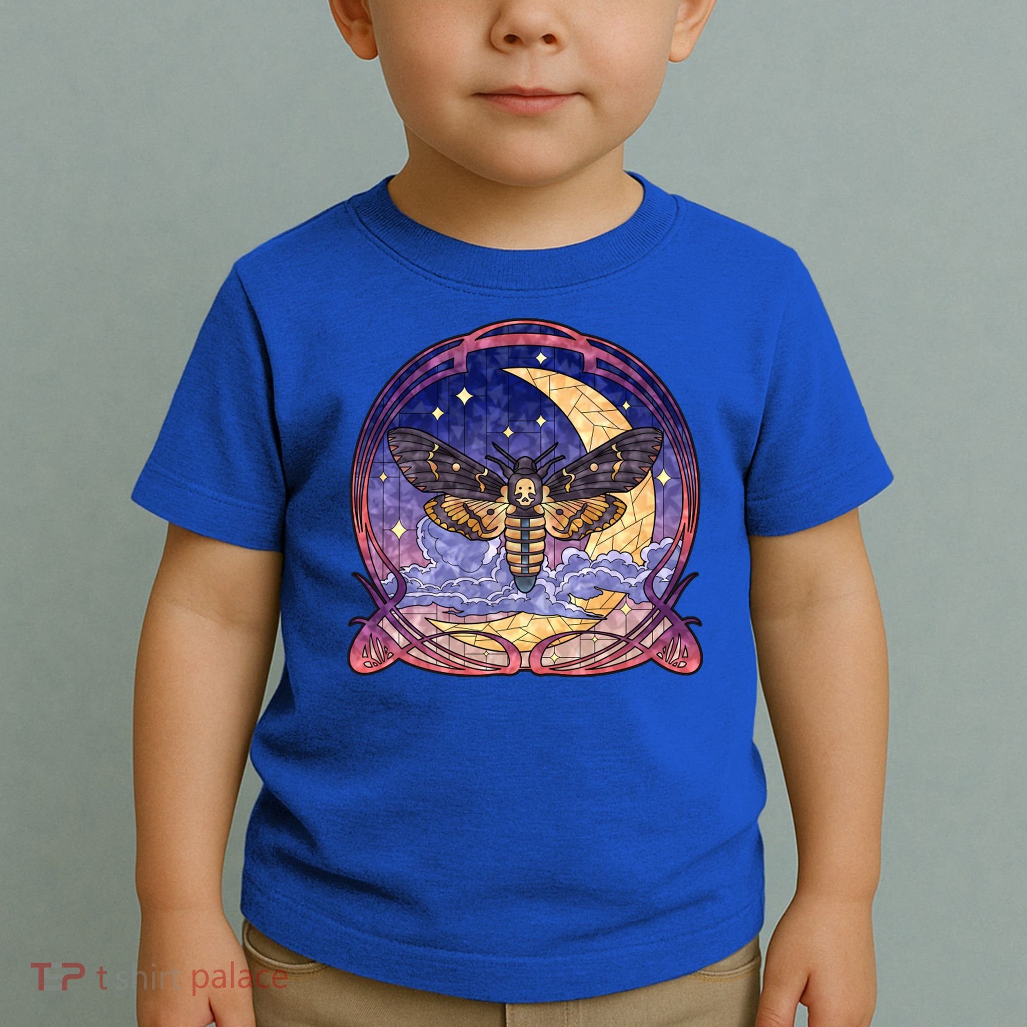 Stained Glass Moth Butterfly Moon Crest Toddler T-Shirt