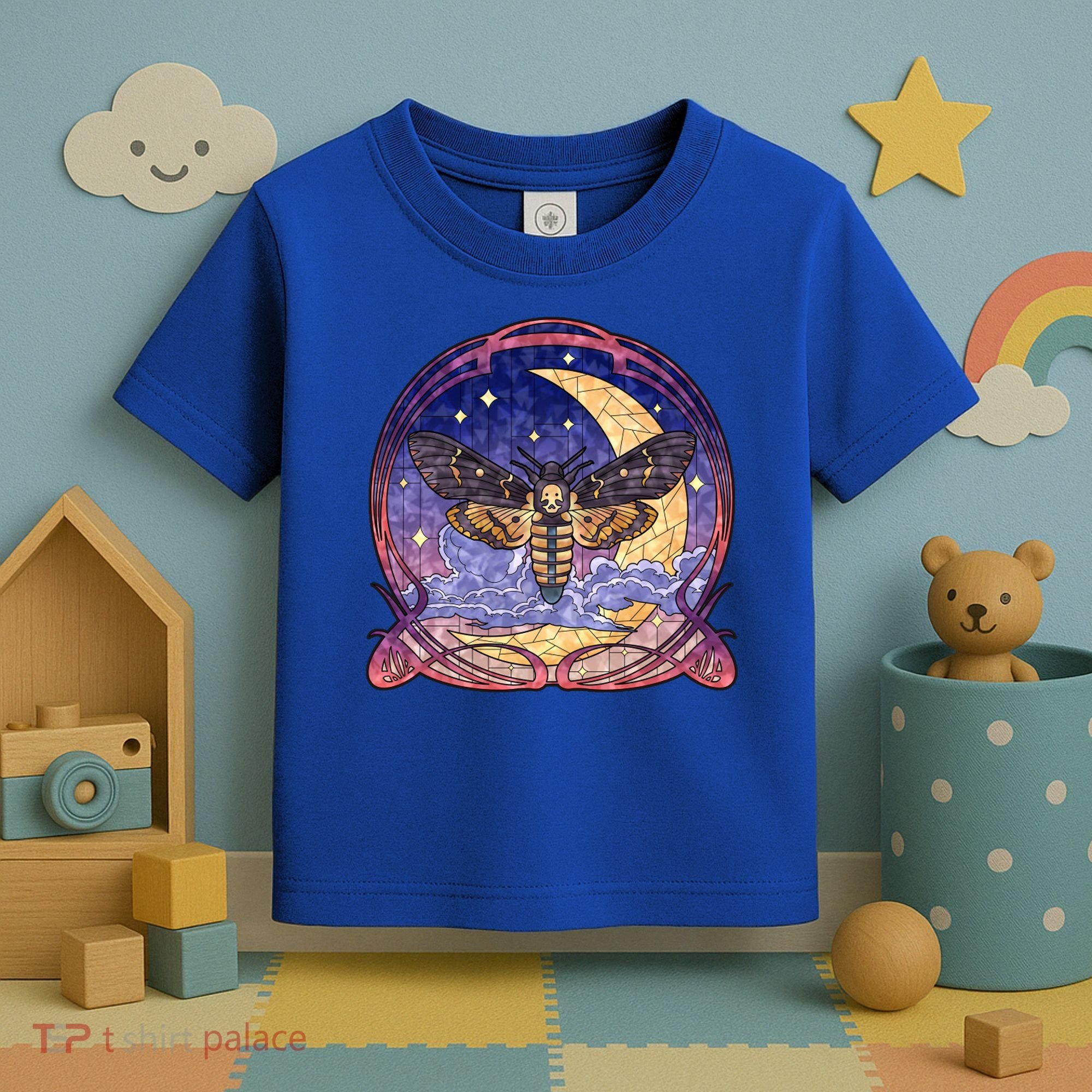 Stained Glass Moth Butterfly Moon Crest Toddler T-Shirt