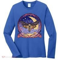 Stained Glass Moth Butterfly Moon Crest Women's Long Sleeve Shirt thumb 0