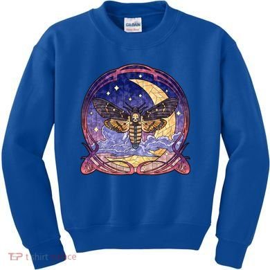 Stained Glass Moth Butterfly Moon Crest Kids Sweatshirt