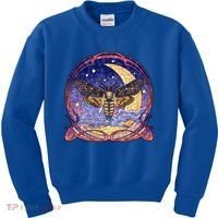 Stained Glass Moth Butterfly Moon Crest Kids Sweatshirt thumb 0