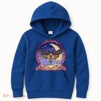 Stained Glass Moth Butterfly Moon Crest Kids Hoodie thumb 0