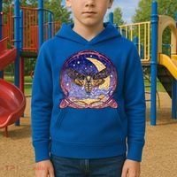 Stained Glass Moth Butterfly Moon Crest Kids Hoodie thumb 2