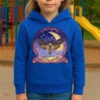 Stained Glass Moth Butterfly Moon Crest Kids Hoodie thumb 3