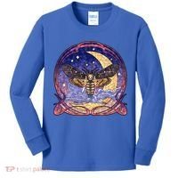 Stained Glass Moth Butterfly Moon Crest Kids Long Sleeve Shirt thumb 0