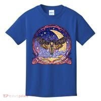 Stained Glass Moth Butterfly Moon Crest Kids T-Shirt thumb 0