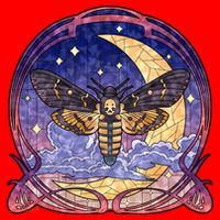 Stained Glass Moth Butterfly Moon Crest Santa Hat thumb 1