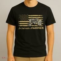 So God Made A Farmer USA Flag Patriotic Farming Gift Farmer T-Shirt thumb 3