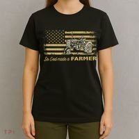 So God Made A Farmer USA Flag Patriotic Farming Gift Farmer T-Shirt thumb 4