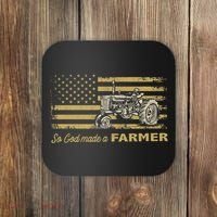 So God Made A Farmer USA Flag Patriotic Farming Gift Farmer Coaster thumb 0