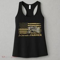 So God Made A Farmer USA Flag Patriotic Farming Gift Farmer Women's Tank Top thumb 3