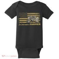 So God Made A Farmer USA Flag Patriotic Farming Gift Farmer Baby Bodysuit thumb 0