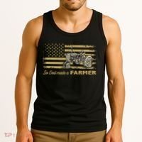 So God Made A Farmer USA Flag Patriotic Farming Gift Farmer Tank Top thumb 3