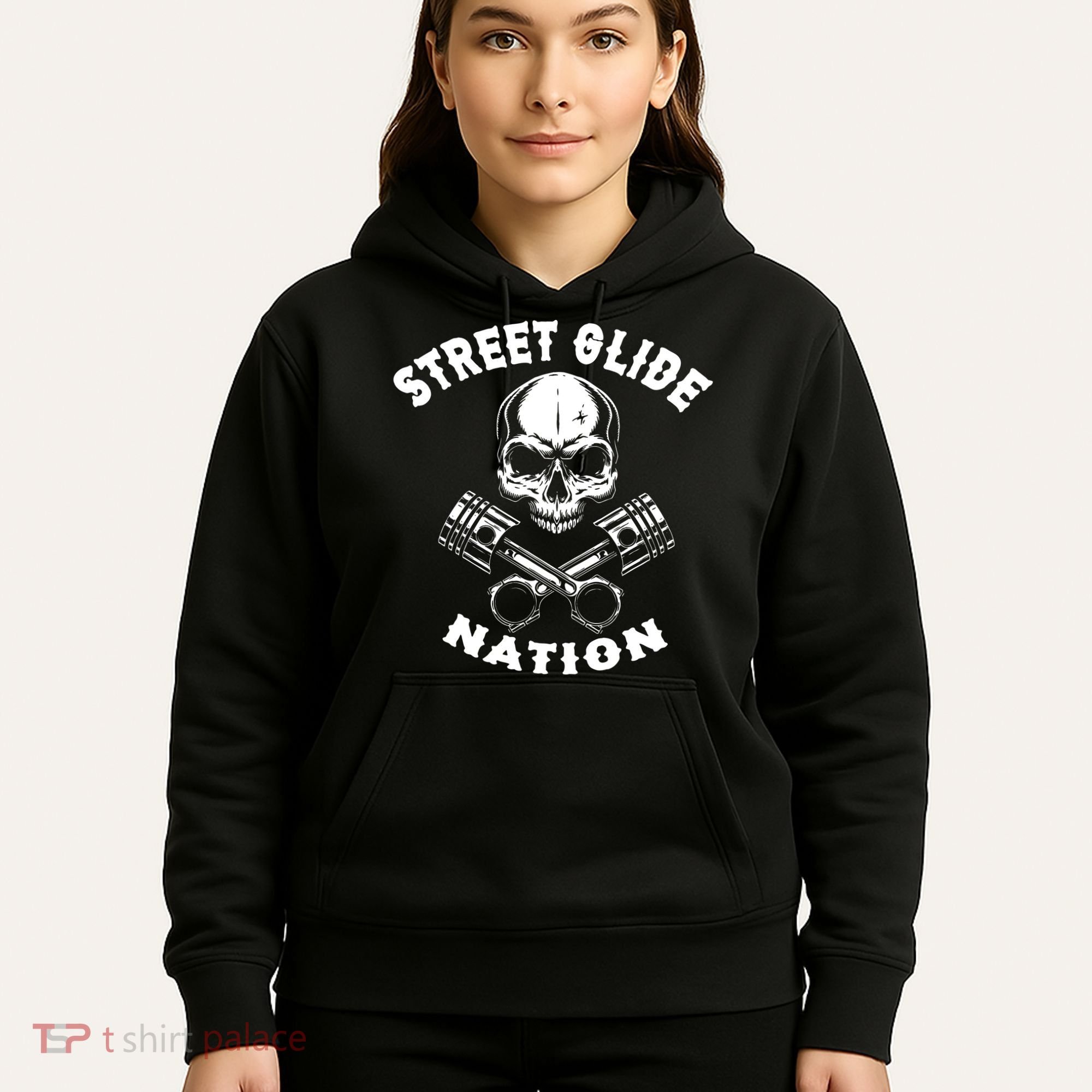 Street Glide Nation Skull And Pistons Biker  Hoodie