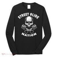 Street Glide Nation Skull And Pistons Biker  Long Sleeve Shirt thumb 0