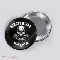 Street Glide Nation Skull And Pistons Biker  Button thumb 0