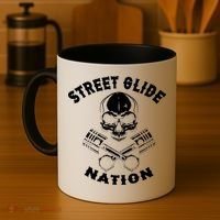 Street Glide Nation Skull And Pistons Biker  Coffee Mug thumb 4