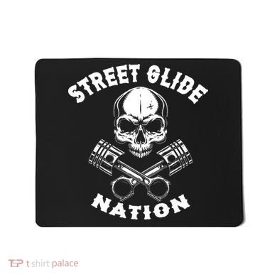 Street Glide Nation Skull And Pistons Biker  Mousepad