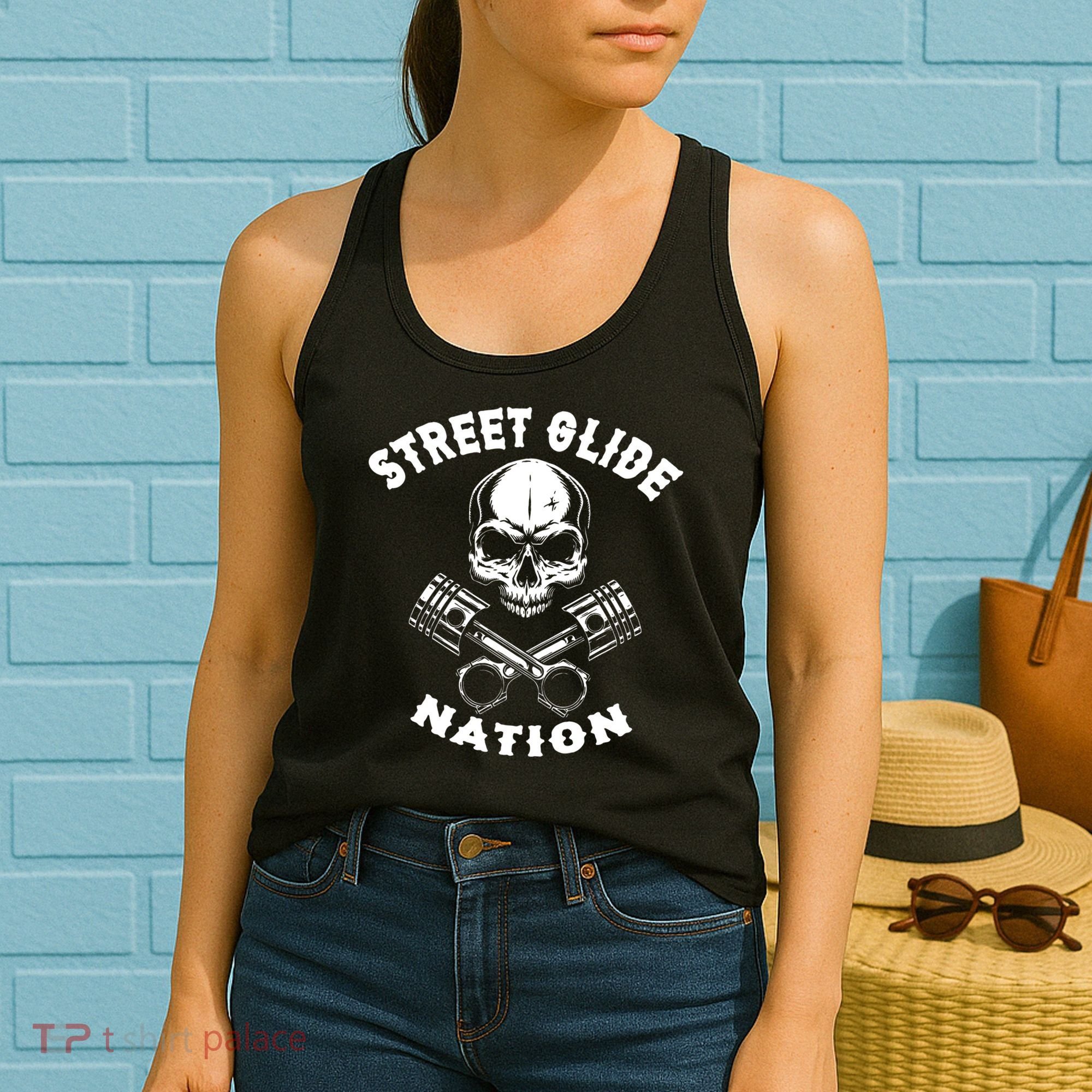 Street Glide Nation Skull And Pistons Biker  Women's Tank Top