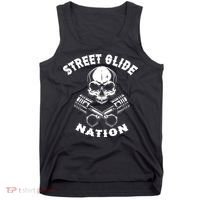 Street Glide Nation Skull And Pistons Biker  Tank Top thumb 0