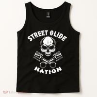 Street Glide Nation Skull And Pistons Biker  Tank Top thumb 2