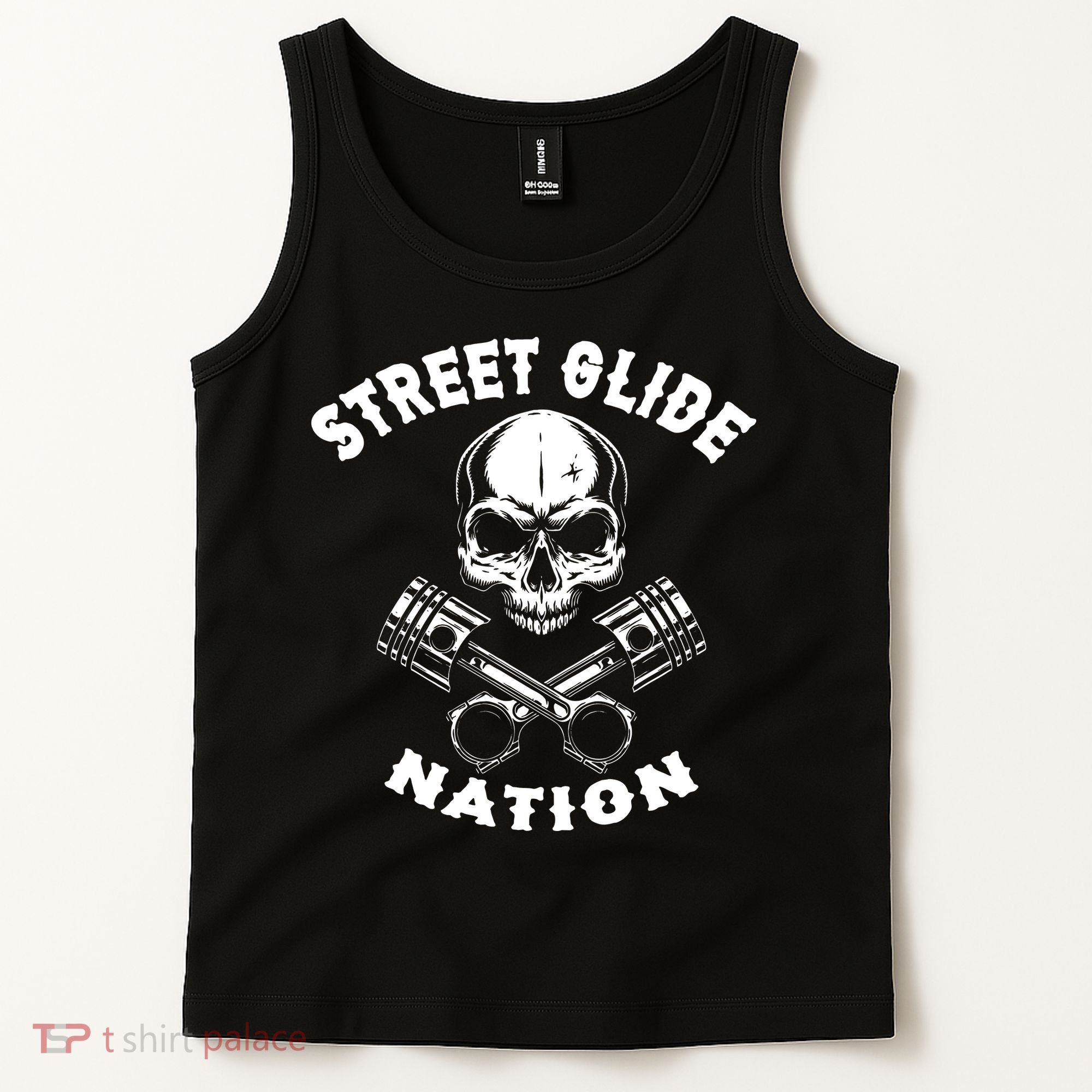 Street Glide Nation Skull And Pistons Biker  Tank Top