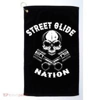 Street Glide Nation Skull And Pistons Biker  Golf Towel thumb 0