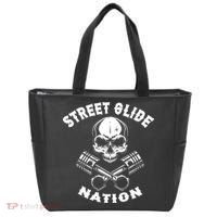 Street Glide Nation Skull And Pistons Biker  Tote Bag thumb 0