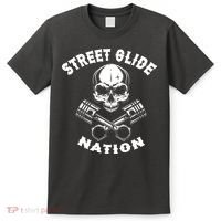 Street Glide Nation Skull And Pistons Biker  T-Shirt thumb 0