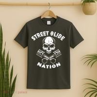 Street Glide Nation Skull And Pistons Biker  T-Shirt thumb 2