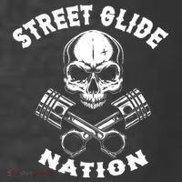 Street Glide Nation Skull And Pistons Biker  T-Shirt thumb 5