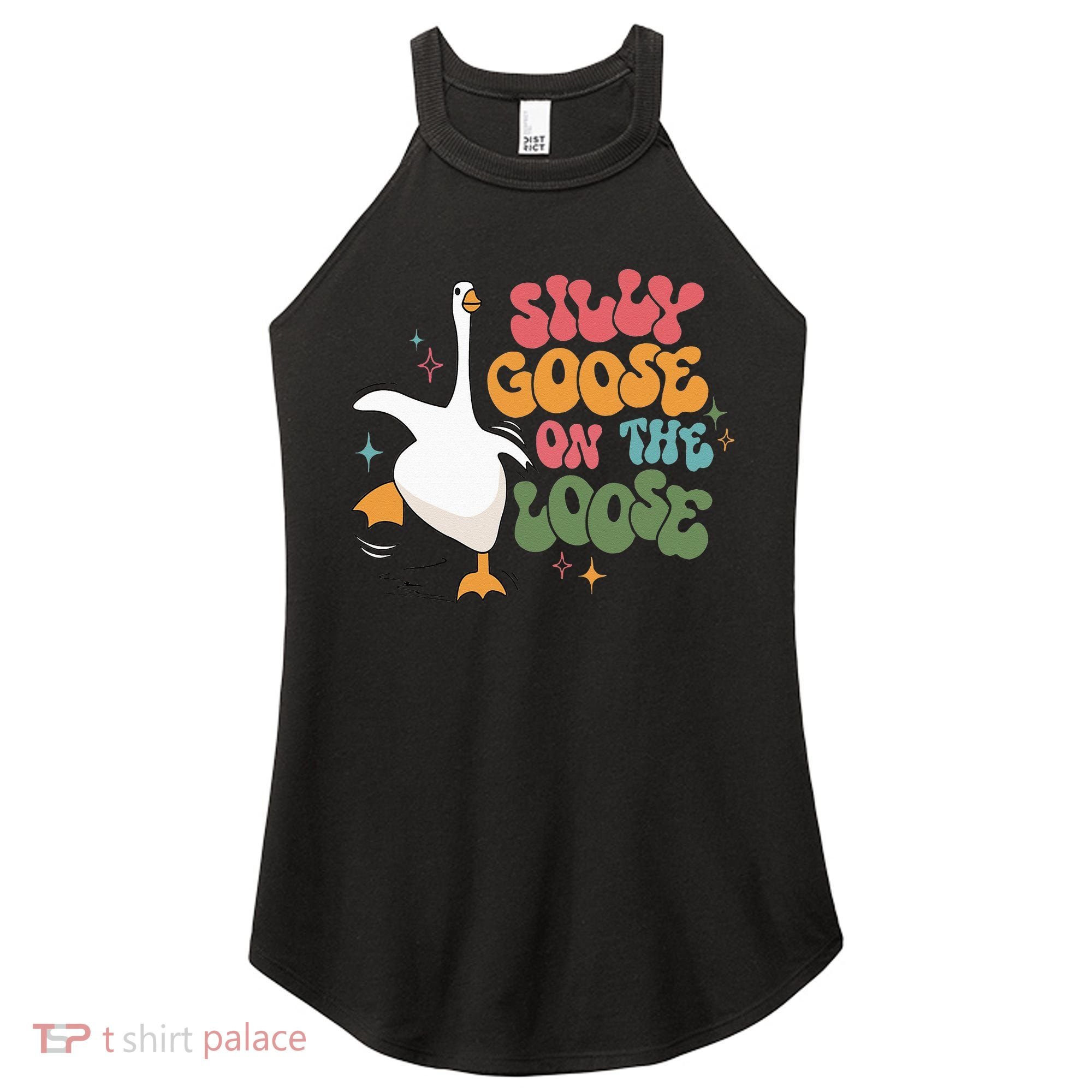 Silly Goose On The Loose retro groovy silly goose club Women's Perfect Tri Rocker Tank