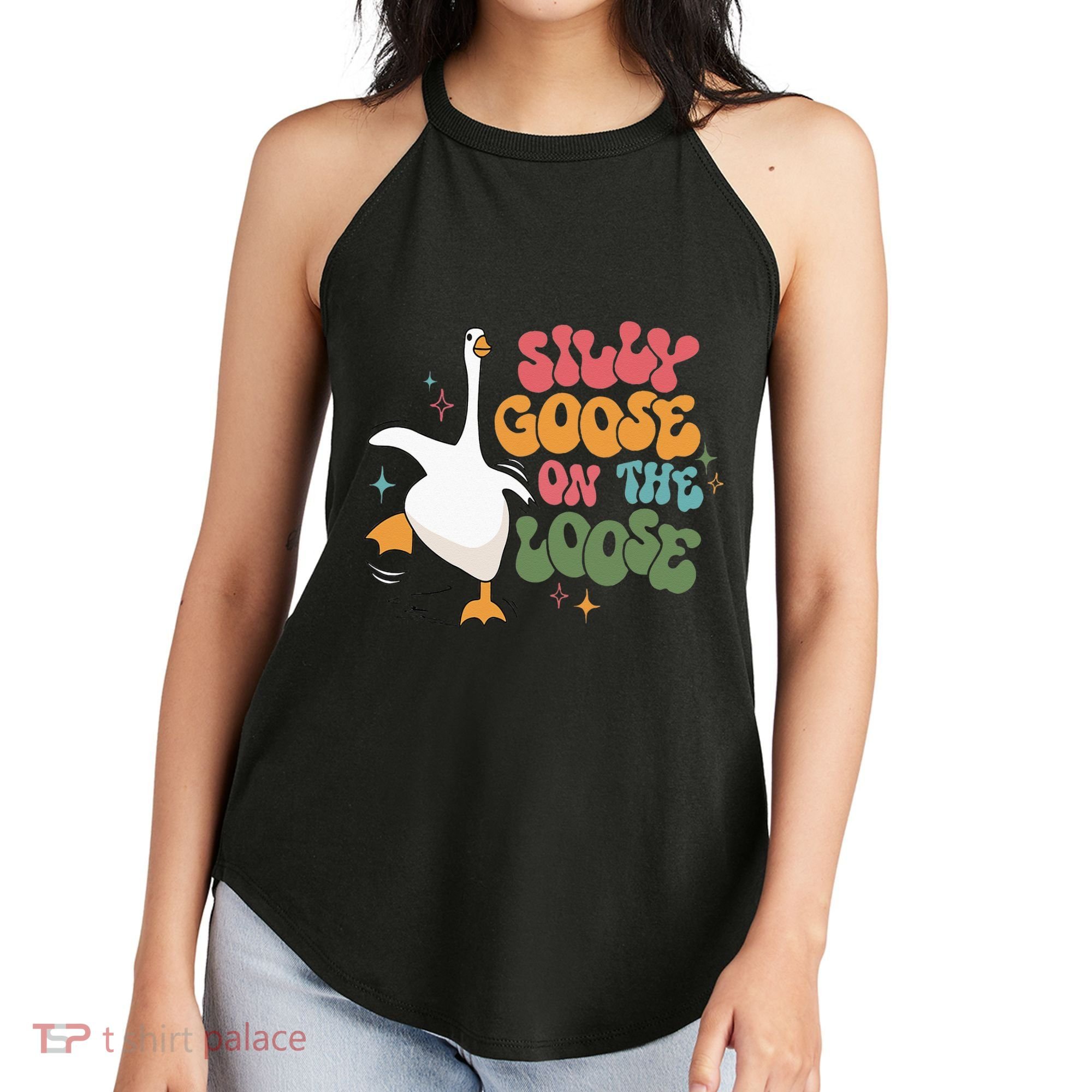 Silly Goose On The Loose retro groovy silly goose club Women's Perfect Tri Rocker Tank