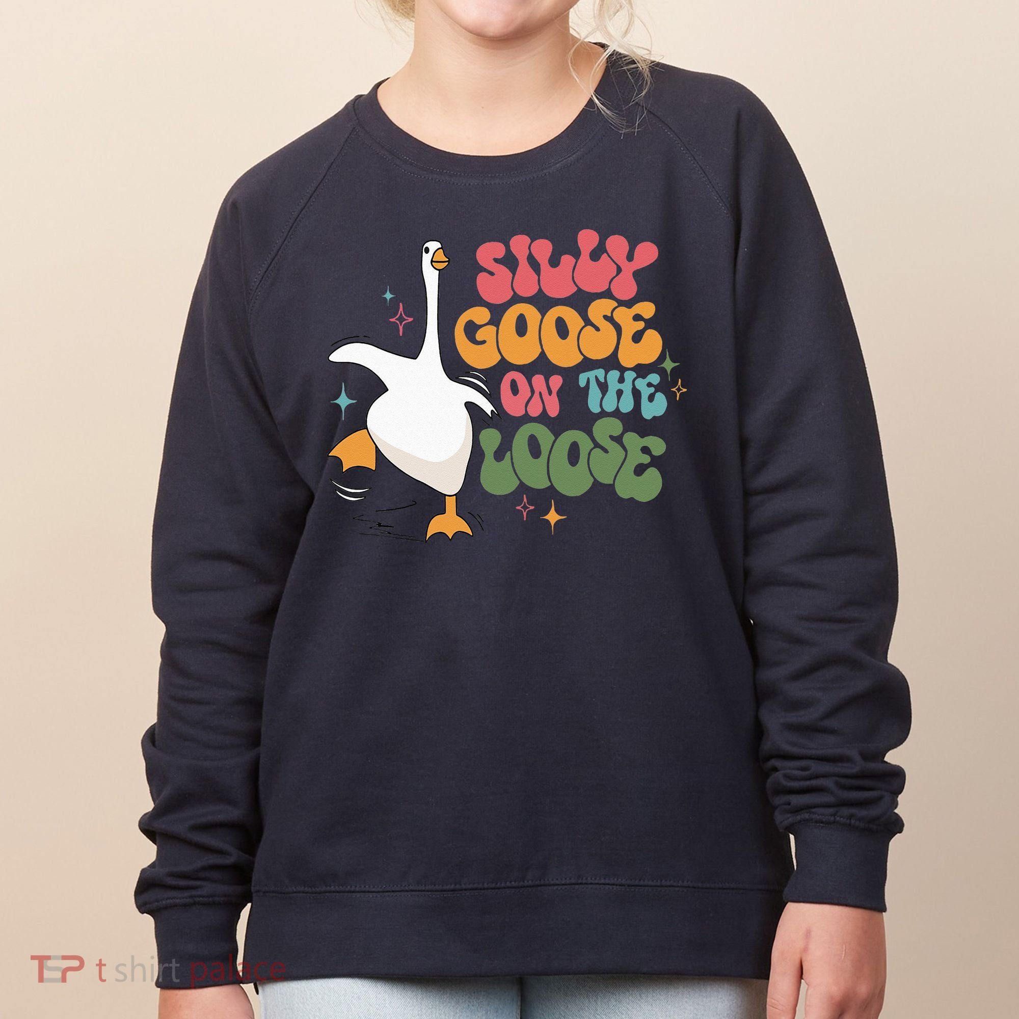 Silly Goose On The Loose retro groovy silly goose club Women's Sweatshirt