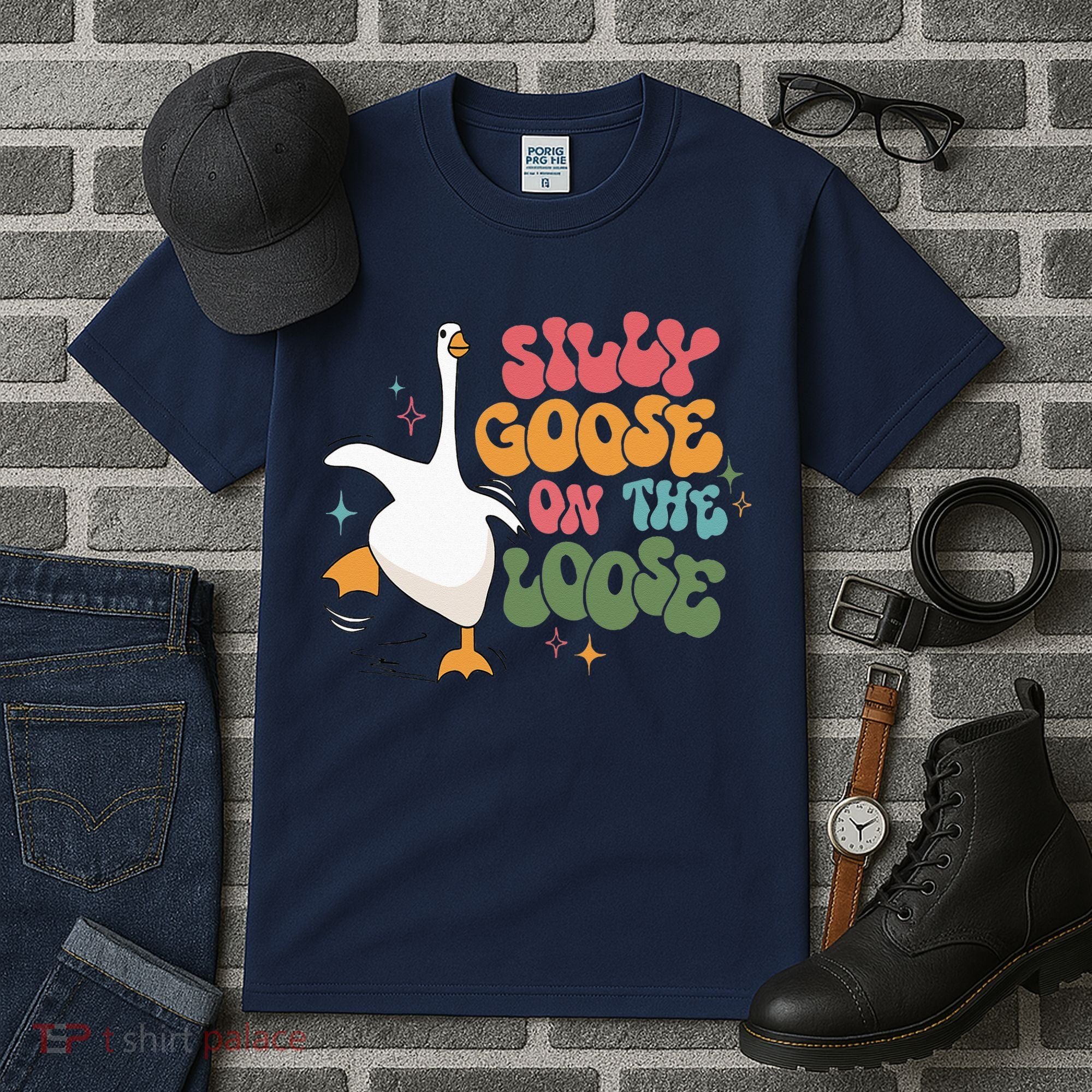 Silly Goose On The Loose retro groovy silly goose club Tall T-Shirt