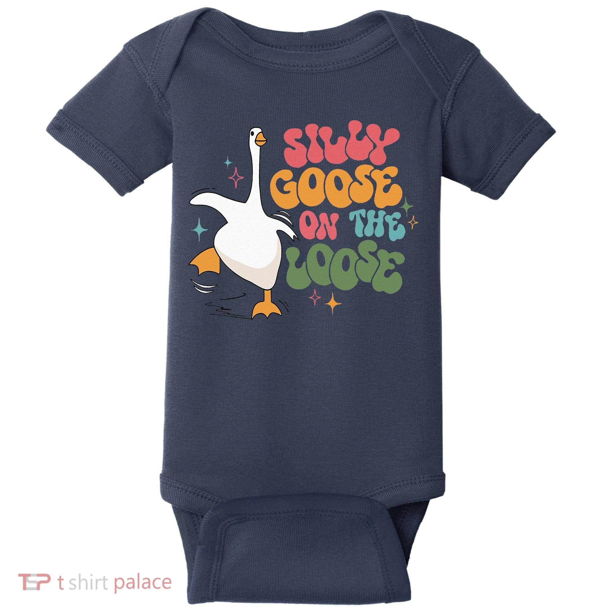 Silly Goose On The Loose retro groovy silly goose club Baby Bodysuit