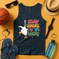 Silly Goose On The Loose retro groovy silly goose club Tank Top thumb 4