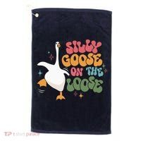 Silly Goose On The Loose retro groovy silly goose club Golf Towel thumb 0