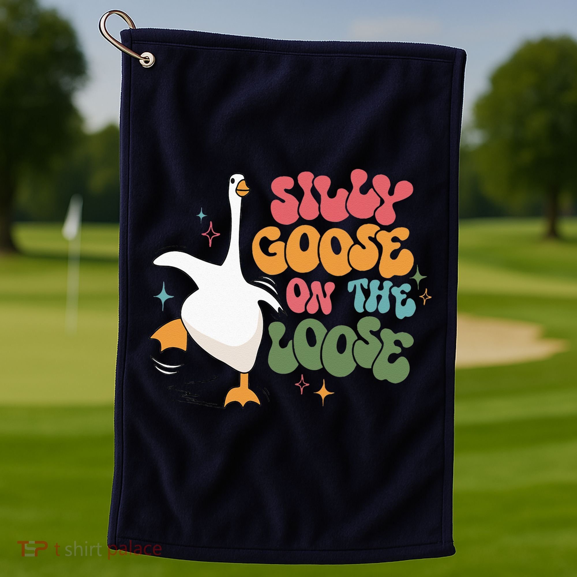 Silly Goose On The Loose retro groovy silly goose club Golf Towel