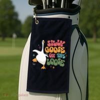 Silly Goose On The Loose retro groovy silly goose club Golf Towel thumb 2