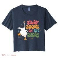 Silly Goose On The Loose retro groovy silly goose club Women's Crop Top Tee thumb 0