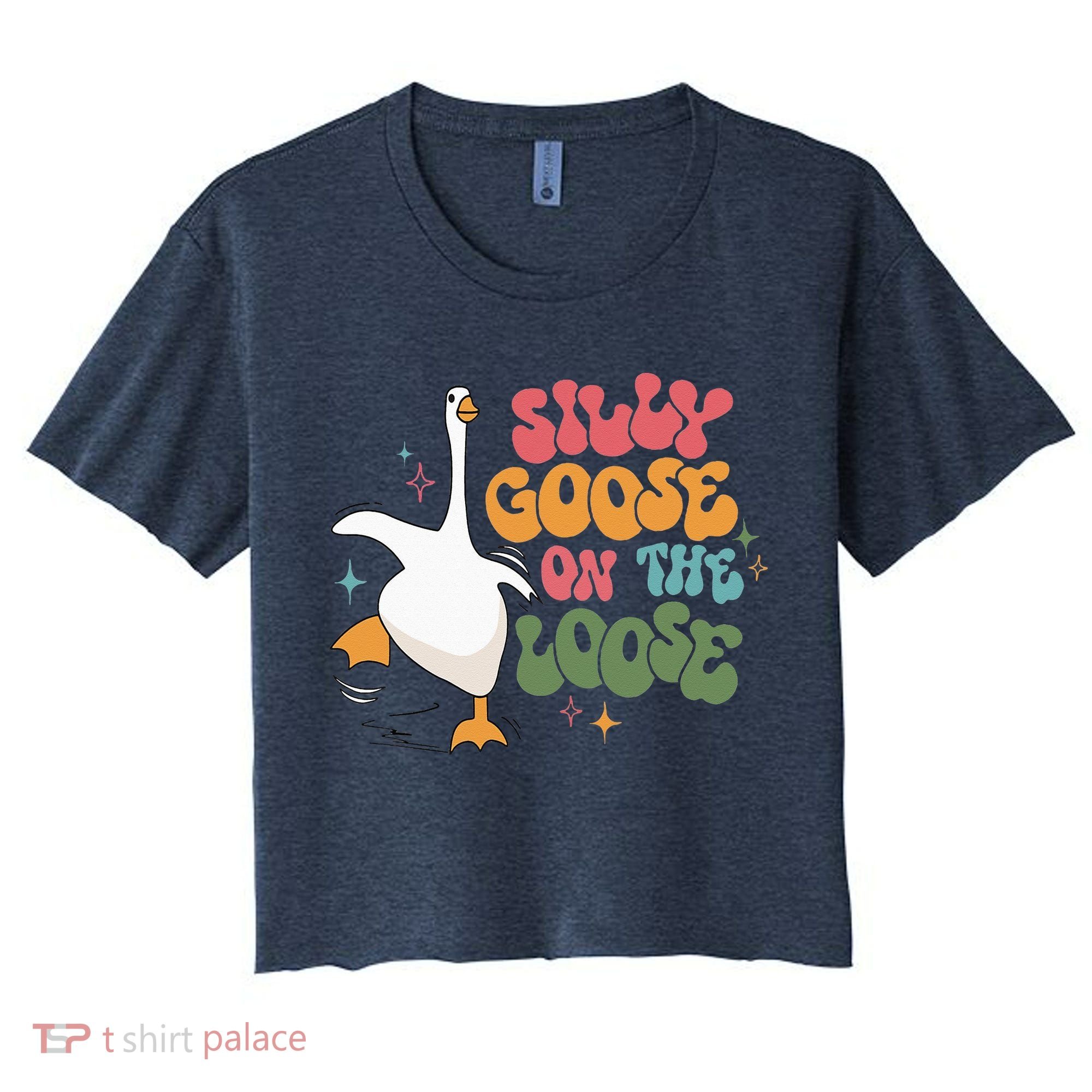 Silly Goose On The Loose retro groovy silly goose club Women's Crop Top Tee