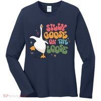 Silly Goose On The Loose retro groovy silly goose club Women's Long Sleeve Shirt thumb 0